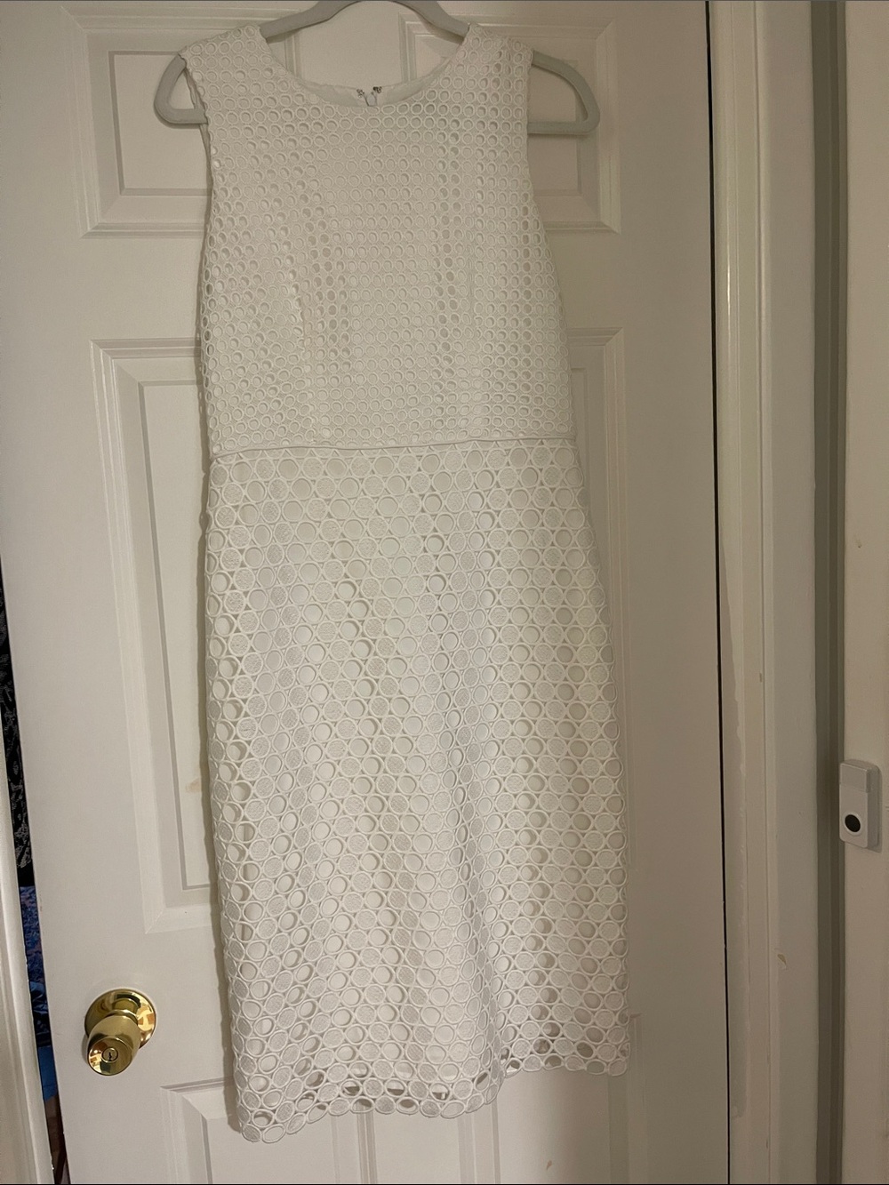 Ann Taylor White Sleeveless Eyelet Sheath Dress
